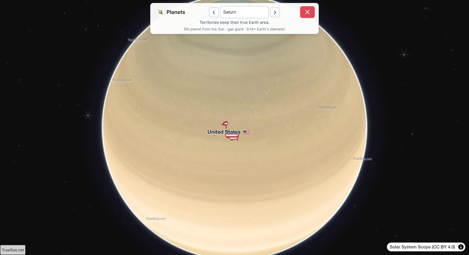 SUA pe Saturn, o formă minusculă pe planeta gigant
