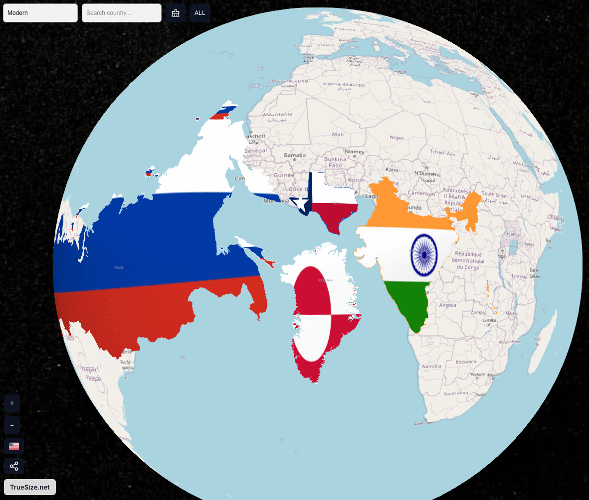 UI toggle switching between 2D map and 3D globe view