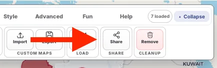 Share dialog showing URL copy option